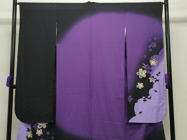 平和屋着物●豪華振袖　駒刺繍　舞桜文　暈し染め　金彩　やまと誂製　正絹　逸品　CABD8983gh
