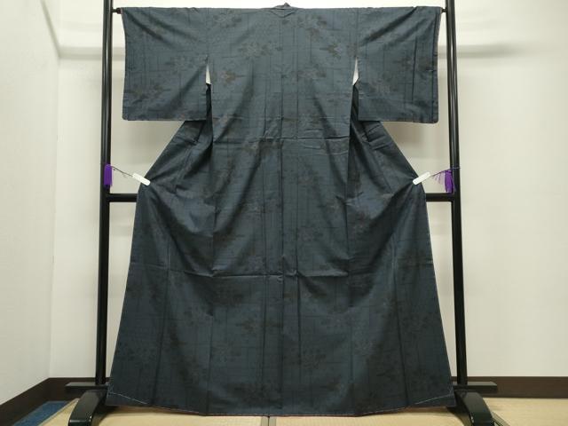 平和屋着物●本場大島紬　7マルキ　草花文　正絹　逸品　未使用　CABD8985gh