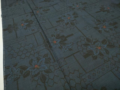 平和屋着物●本場大島紬　7マルキ　草花文　正絹　逸品　未使用　CABD8985gh