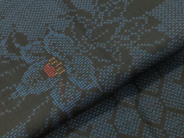 平和屋着物●本場大島紬　7マルキ　草花文　正絹　逸品　未使用　CABD8985gh