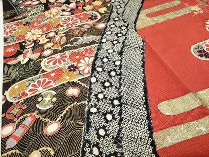 平和屋着物●豪華振袖　駒刺繍　絞り　飛鶴宝尽くし文　金彩　正絹　逸品　CABD8989gh