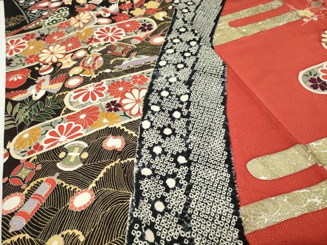 平和屋着物●豪華振袖　駒刺繍　絞り　飛鶴宝尽くし文　金彩　正絹　逸品　CABD8989gh