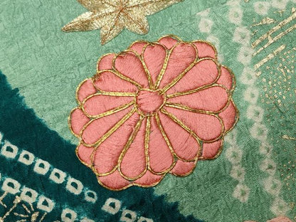 平和屋着物●豪華振袖　駒刺繍　絞り　松花文　正絹　逸品　CABD8990gh