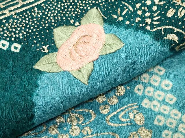 平和屋着物●豪華振袖　駒刺繍　絞り　松花文　正絹　逸品　CABD8990gh