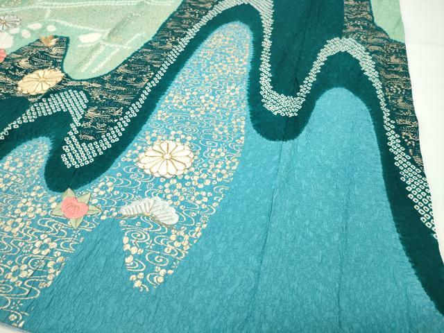 平和屋着物●豪華振袖　駒刺繍　絞り　松花文　正絹　逸品　CABD8990gh