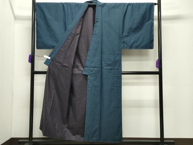 平和屋着物●男性　紬　アンサンブル　藍色　正絹　逸品　未使用　CABD8991gh