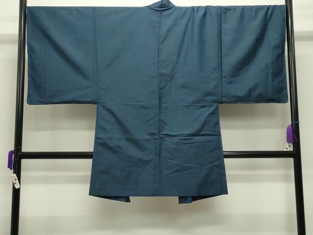 平和屋着物●男性　紬　アンサンブル　藍色　正絹　逸品　未使用　CABD8991gh