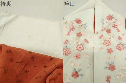 平和屋着物●長襦袢　無双仕立て　楽器文　金彩　半衿刺繍　正絹　逸品　CABD8993gh