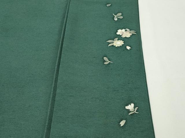 平和屋着物●訪問着　紬地　友禅　作家物　草花文　正絹　逸品　CABD8997gh