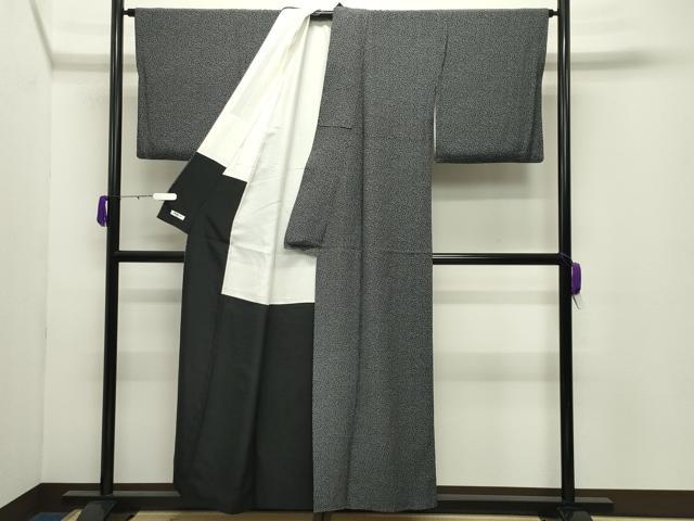 平和屋着物●重要無形文化財　人間国宝　中村勇二郎　小紋　心　黒地　正絹　逸品　CABD8998gh