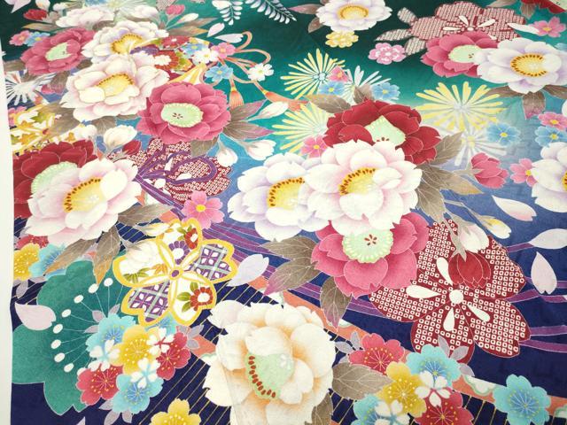 平和屋着物●豪華振袖　駒刺繍　舞桜花文　暈し染め　やまと誂製　正絹　逸品　CABD8999gh