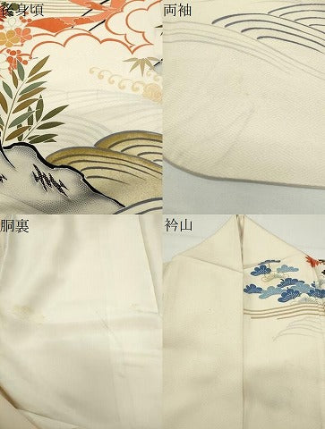 平和屋着物●豪華振袖　駒刺繍　御所車松竹梅文　金彩　正絹　逸品　CABD9000gh
