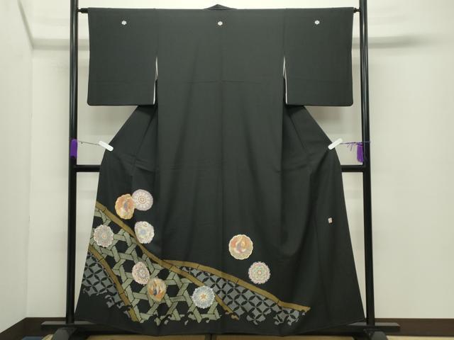 平和屋着物●豪華黒留袖　作家物　駒刺繍　籬鳳凰花文　金彩　正絹　逸品　CABD9002gh