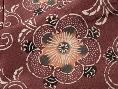 平和屋着物●上質な小紋　型染め　花唐草文　正絹　逸品　CABD9004gh