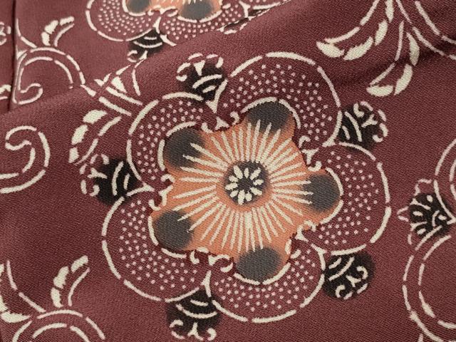 平和屋着物●上質な小紋　型染め　花唐草文　正絹　逸品　CABD9004gh