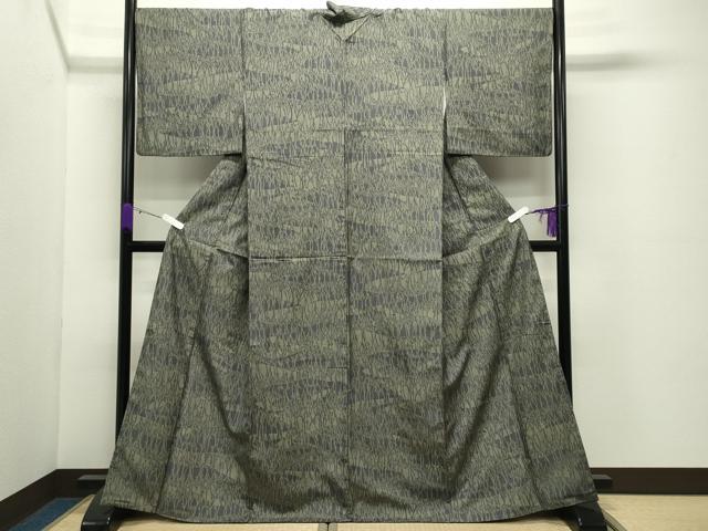 平和屋着物●上質な小紋　紬地　型染め　草木文　正絹　逸品　CABD9006gh