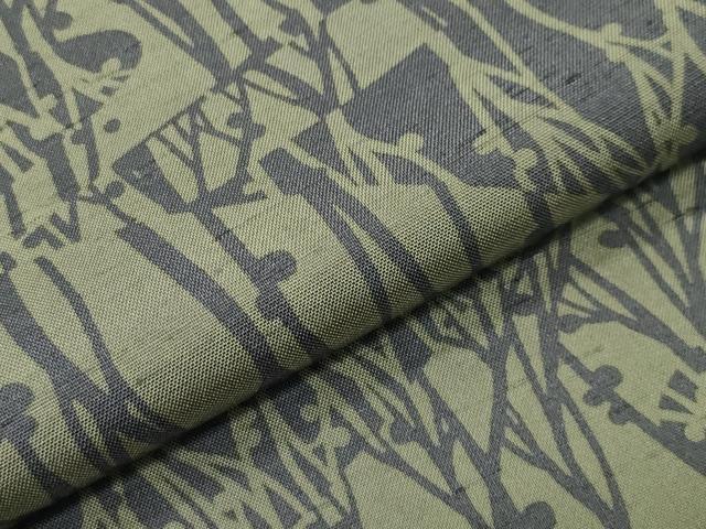 平和屋着物●上質な小紋　紬地　型染め　草木文　正絹　逸品　CABD9006gh