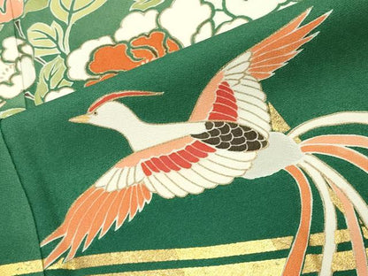 平和屋着物●豪華振袖　駒刺繍　鳳凰花蝶文　暈し染め　金彩　正絹　逸品　CABD9007gh