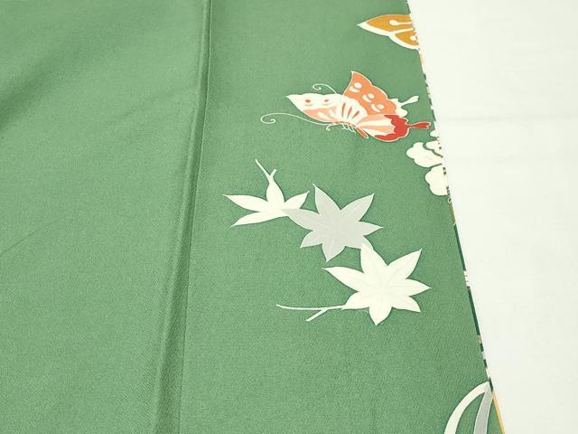 平和屋着物●豪華振袖　駒刺繍　鳳凰花蝶文　暈し染め　金彩　正絹　逸品　CABD9007gh