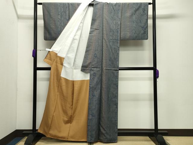 平和屋着物●上質な紬　作家物　草木間道　正絹　逸品　CABD9009gh