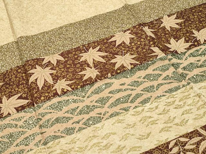 平和屋着物●訪問着　横段草花文　金彩　正絹　逸品　CABD9010gh