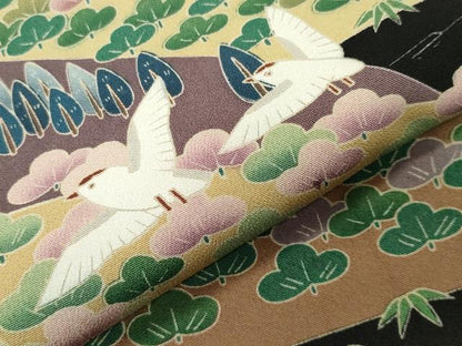 平和屋着物●豪華黒留袖　友禅　作家物　飛鳥風景文　暈し染め　正絹　逸品　CABD9015gh