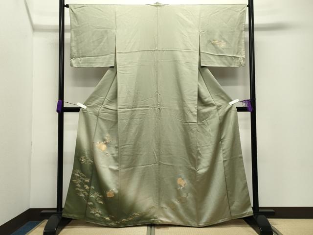 平和屋着物●訪問着　鼓　横笛　松花文　暈し染め　金彩　正絹　逸品　CABD9019gh