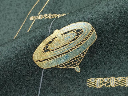 平和屋着物●訪問着　独楽　横笛　暈し染め　金銀彩　正絹　逸品　CABD9020gh