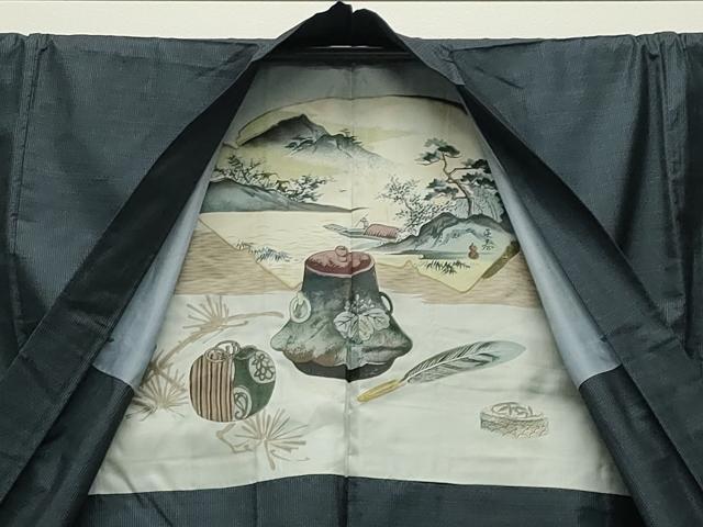 平和屋着物●男性　本場大島紬　アンサンブル　80亀甲　総詰め　証紙付き　正絹　逸品　CABD9024gh