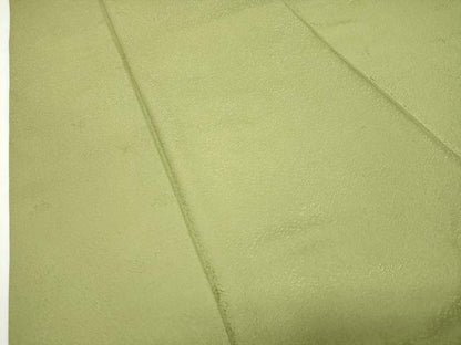 平和屋着物●上質な色無地　草花地紋　鶯色　正絹　逸品　CABD9027gh