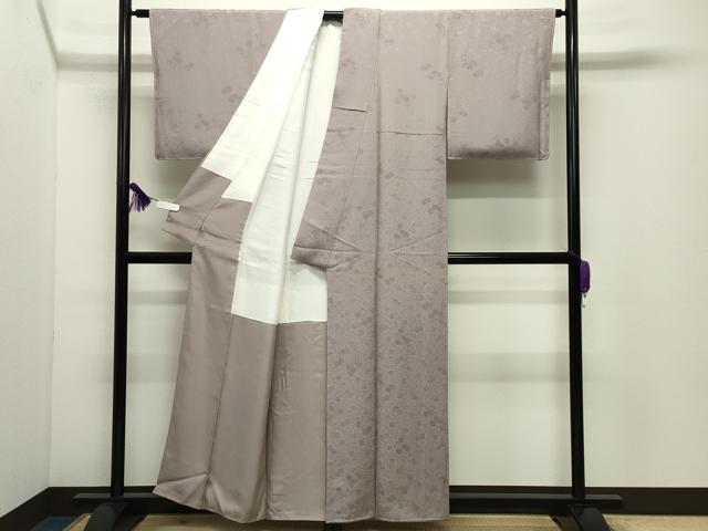 平和屋着物●上質な色無地　花唐草地紋　胡桃染色　さが美扱い　反端付き　正絹　逸品　未使用　CABD9029gh