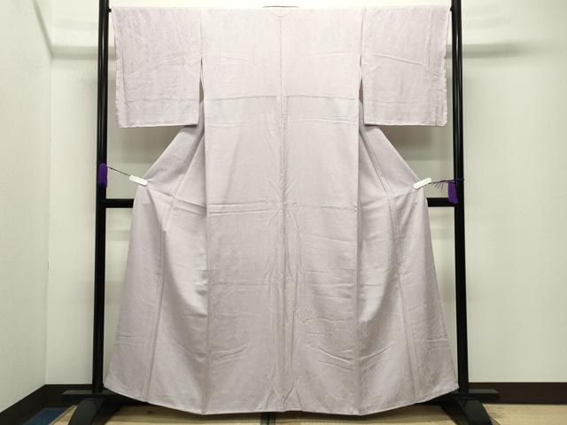 平和屋着物●上質な色無地　草木地紋　灰桜色　正絹　逸品　未使用　CABD9030gh