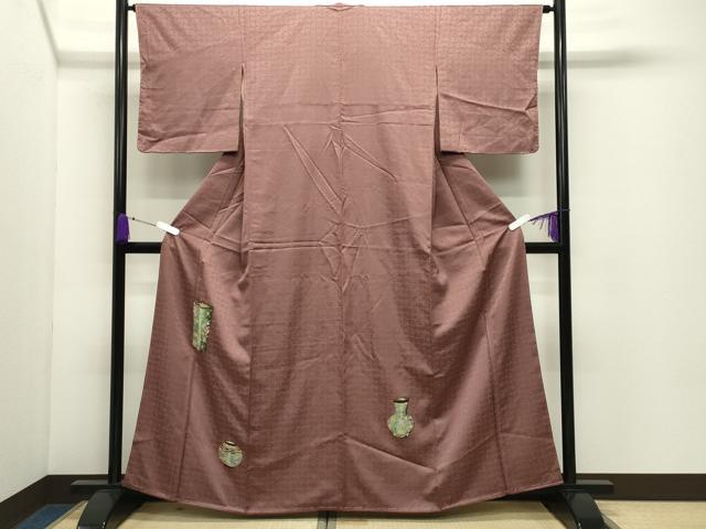 平和屋着物▼中国三大刺繍 相良刺繍 色留訪問着 陶器花文 正絹 逸品 CABD9035gh