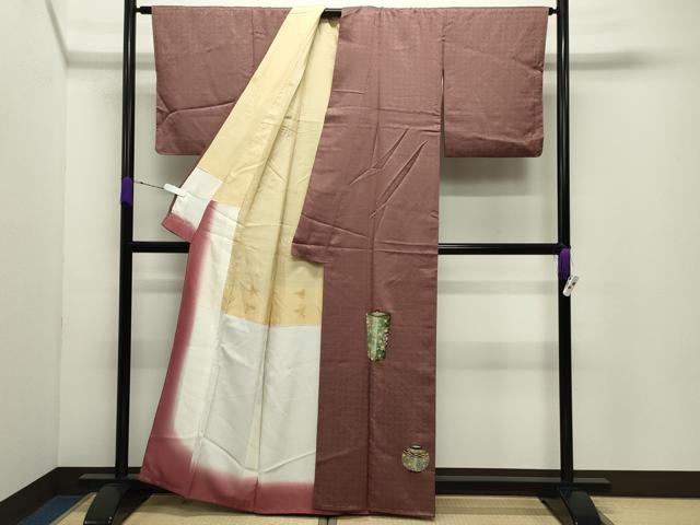 平和屋着物▼中国三大刺繍 相良刺繍 色留訪問着 陶器花文 正絹 逸品 CABD9035gh
