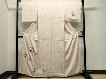 平和屋着物▼訪問着 刺繍 花丸文 三越扱い 正絹 逸品 CABD9042gh