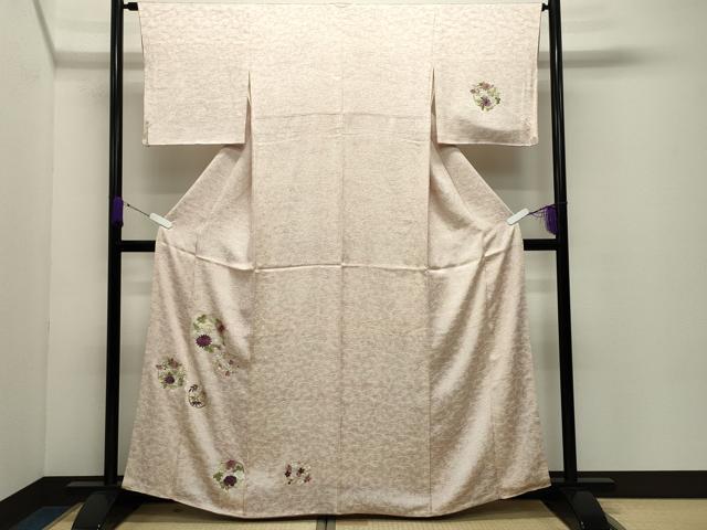 平和屋着物▼訪問着 刺繍 花丸文 三越扱い 正絹 逸品 CABD9042gh