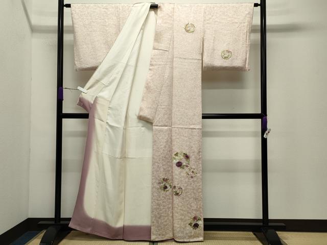平和屋着物▼訪問着 刺繍 花丸文 三越扱い 正絹 逸品 CABD9042gh