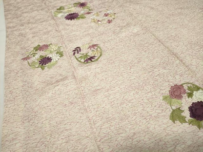 平和屋着物▼訪問着 刺繍 花丸文 三越扱い 正絹 逸品 CABD9042gh