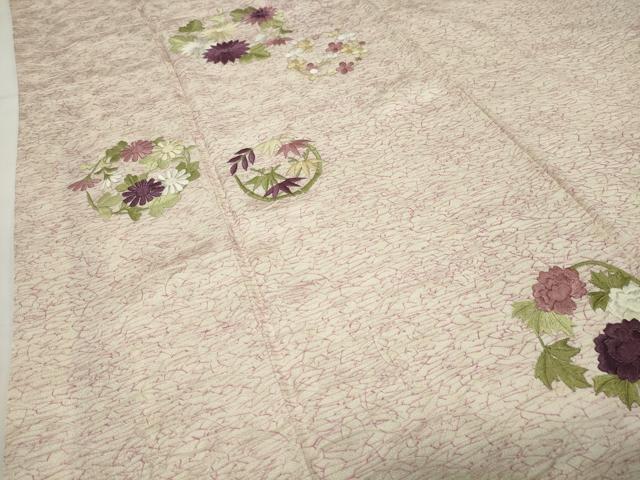 平和屋着物▼訪問着 刺繍 花丸文 三越扱い 正絹 逸品 CABD9042gh