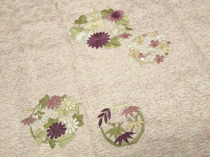 平和屋着物▼訪問着 刺繍 花丸文 三越扱い 正絹 逸品 CABD9042gh