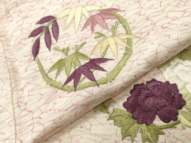 平和屋着物▼訪問着 刺繍 花丸文 三越扱い 正絹 逸品 CABD9042gh