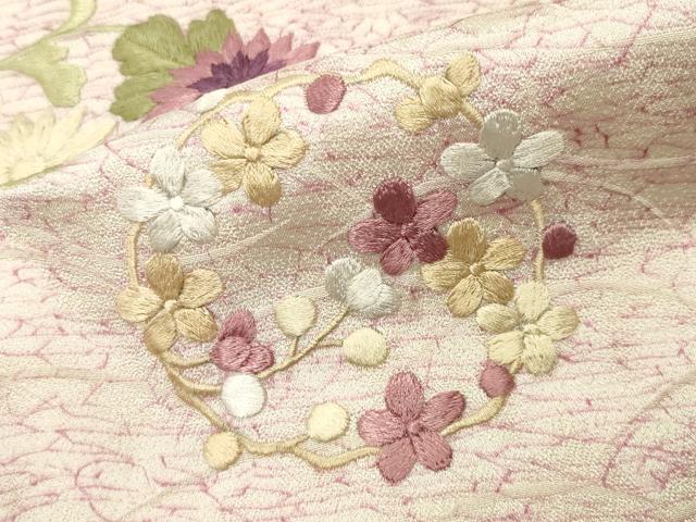 平和屋着物▼訪問着 刺繍 花丸文 三越扱い 正絹 逸品 CABD9042gh