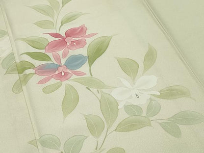 平和屋着物▼訪問着 手描き カトレア 暈し染め 正絹 逸品 CABD9044gh