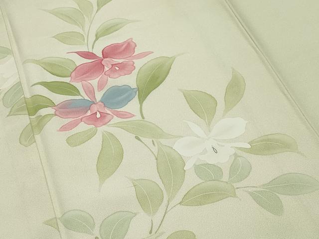 平和屋着物▼訪問着 手描き カトレア 暈し染め 正絹 逸品 CABD9044gh