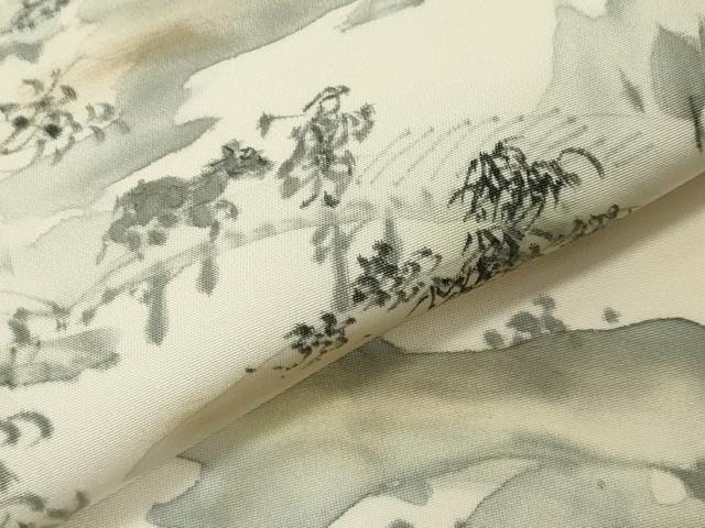 平和屋着物▼訪問着 作家物 手描き 風景文 暈し染め 正絹 逸品 CABD9045gh