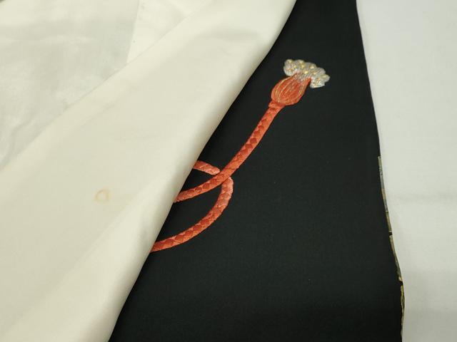 平和屋着物▼豪華黒留袖　駒刺繍　地紙重ね花文　金彩　正絹　逸品　CABD9049gh