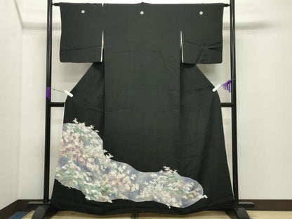平和屋着物▼豪華黒留袖 刺繍 松竹梅文 金糸 正絹 逸品 CABD9050gh