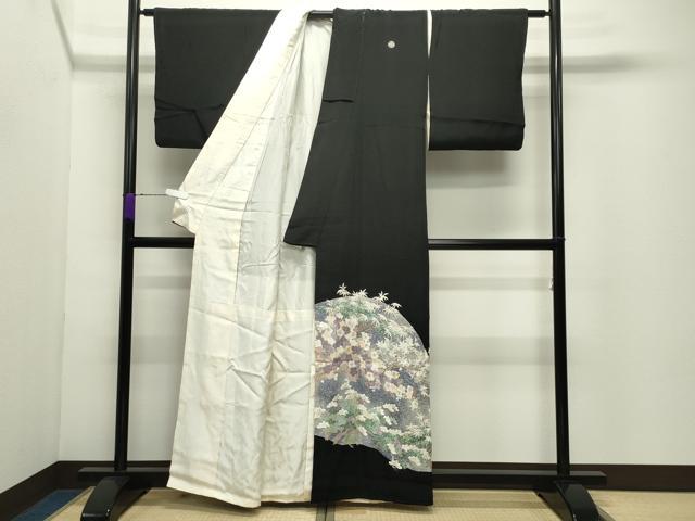 平和屋着物▼豪華黒留袖 刺繍 松竹梅文 金糸 正絹 逸品 CABD9050gh