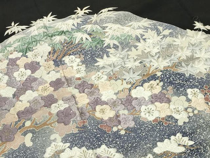 平和屋着物▼豪華黒留袖 刺繍 松竹梅文 金糸 正絹 逸品 CABD9050gh