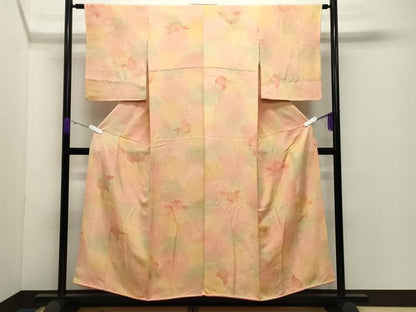 平和屋着物▼上質な小紋 地紋起こし 枝花文 暈し染め 正絹 逸品 CABD9055gh